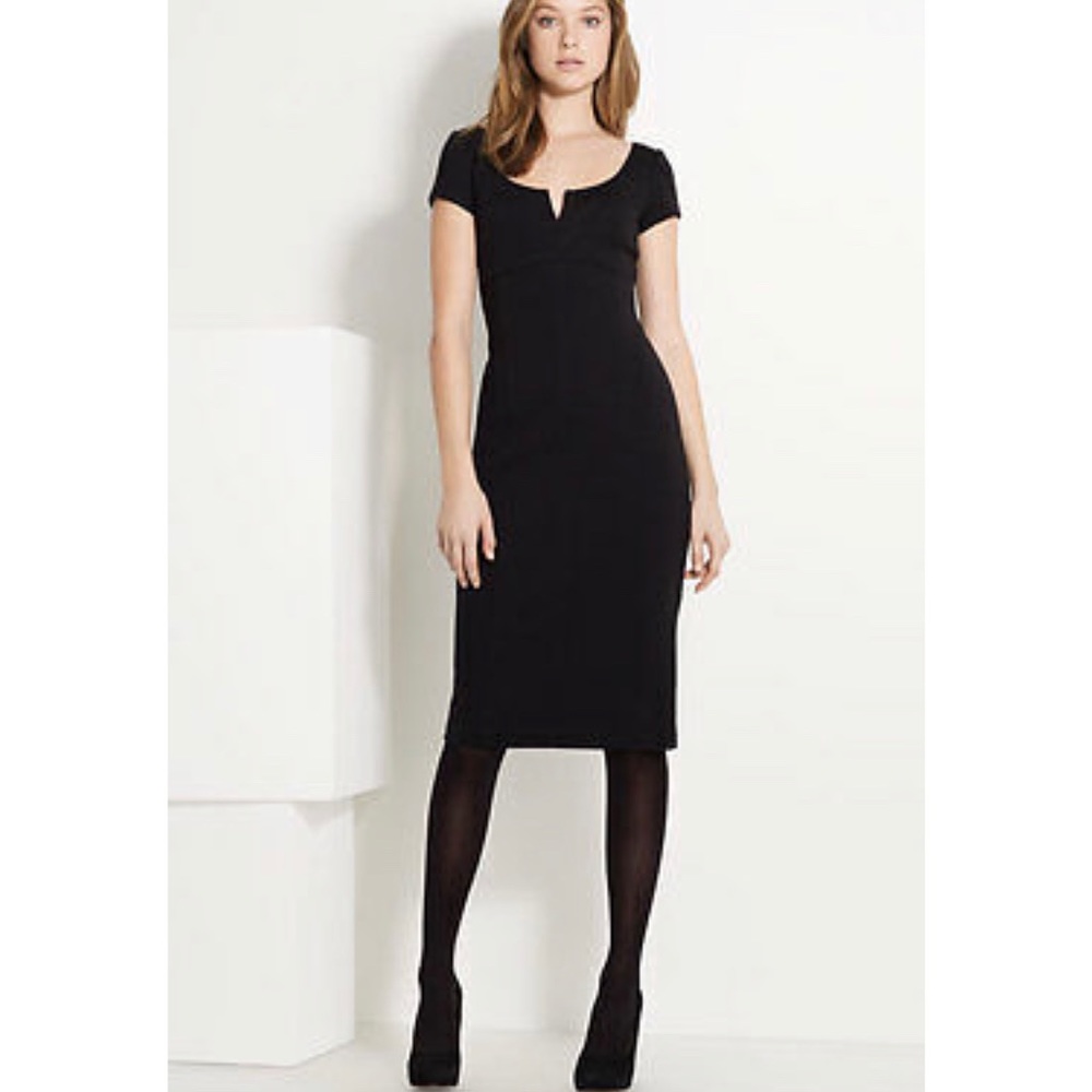 Lida Baday Black Bustier Seamed Bodice Knit Dress